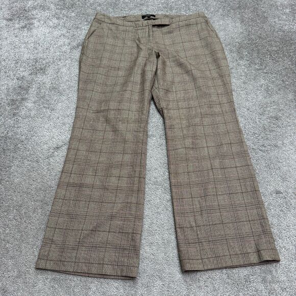 Talbots Signature Plaid Straight Leg Dress Pants Trousers Womens 16WP Brown Work - Picture 1 of 14